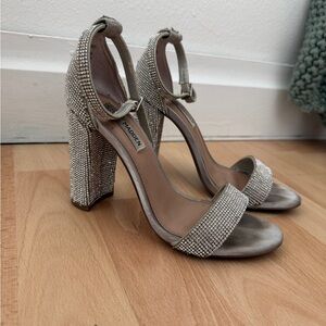 Steve Madden Carrson Silver Rhinestone Block Heels